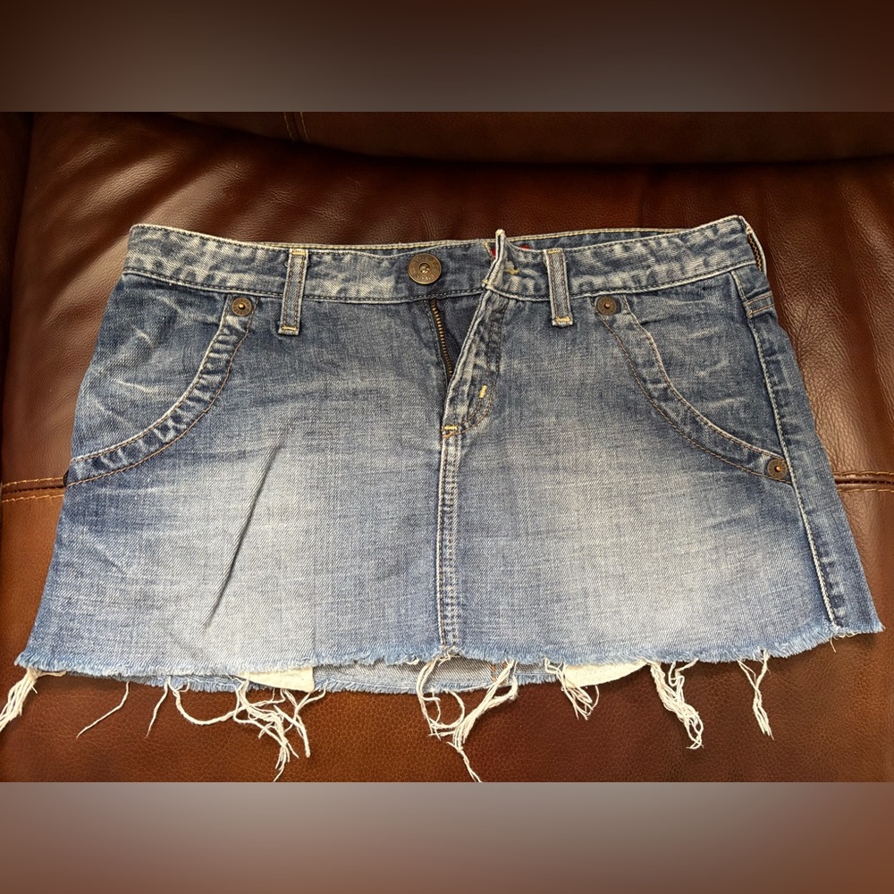 Guess Denim Mini Skirt - Blue Distressed